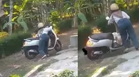 Wanita muda ketakutan diserang angsa dan jadikan Scoopy tameng (TikTok/@markonaah07)