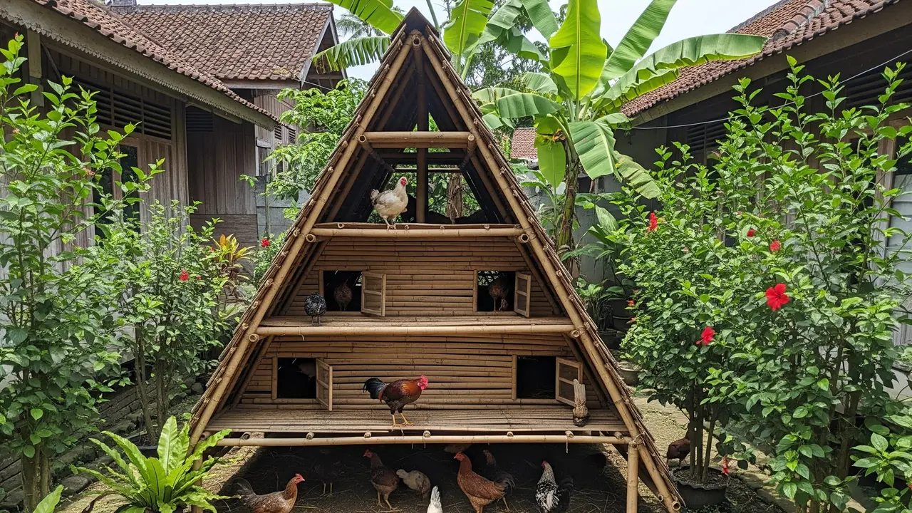 9 Model Kandang Ayam Bambu Tingkat, Efisiensi Maksimal Lahan Terbatas