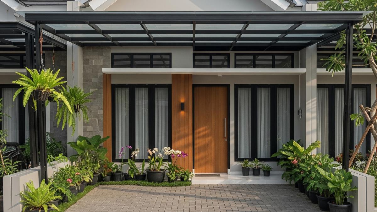 9 Desain Rumah Minimalis dengan Kombinasi Atap Pelana dan Kanopi, Estetika Modern