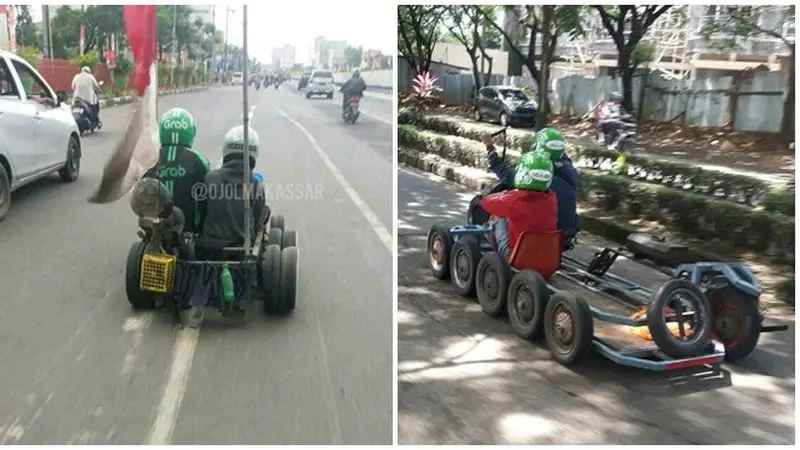 Model Kendaraan Driver Ojek Online Saat Bawa Penumpang Ini Bikin Ngakak