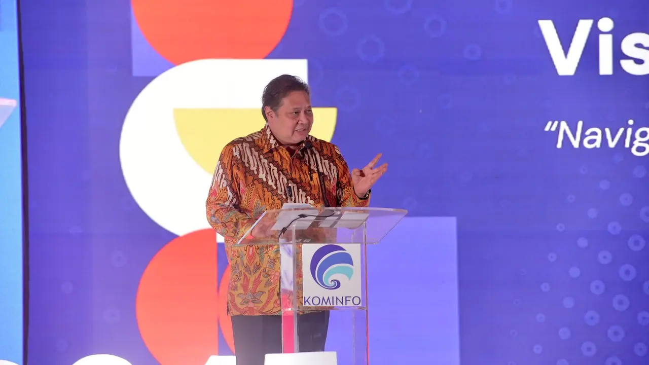 Menteri Koordinator Bidang Perekonomian Airlangga Hartarto menghadiri peluncuran Visi Indonesia Digital 2045 yang digelar di Jakarta, Rabu (13/12/2023). (Dok Kemenko Perekonomian)