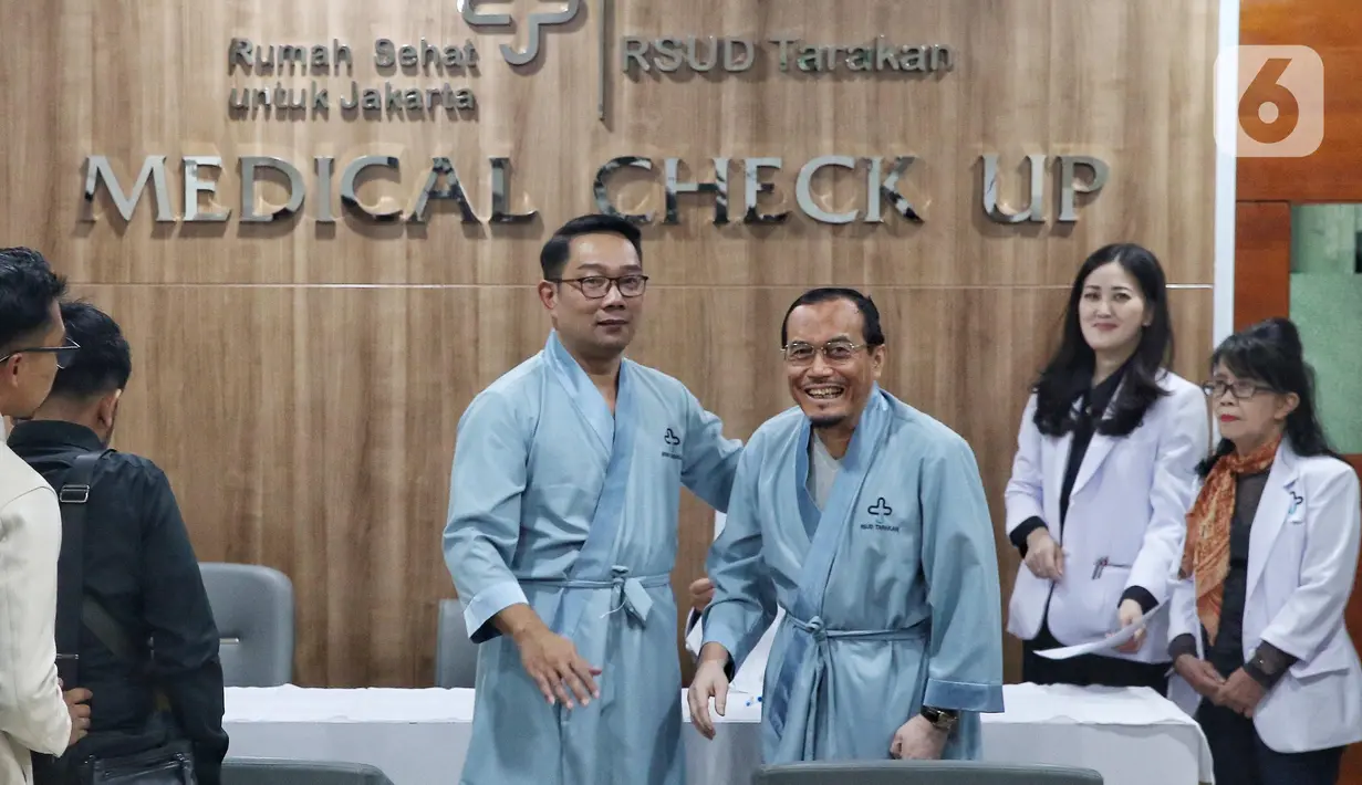 Ridwan Kamil dan Suswono akan menjalani pemeriksaan kesehatan sebagai syarat mengikuti kontestasi Pemilihan Gubernur DKI Jakarta. (Liputan6.com/Angga Yuniar)