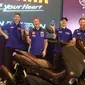 Dua rider dari tim Monster Energy Yamaha MotoGP, Valentino Rossi dan Maverick Vinales saat peluncuran aplikasi Y-Connect (Yamaha Motorcycle Connect) pada All New Nmax 155 Connected/ABS.