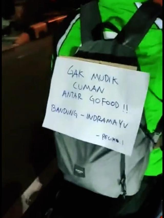 Kisah ojol mudik dari Bandung ke Indramayu sambil berdalih antar makanan.