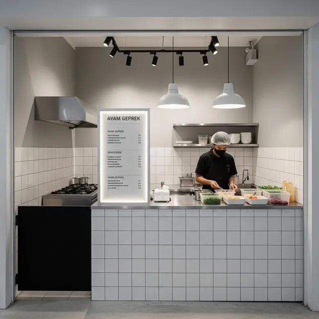 Desain Warung Ayam Geprek Minimalis