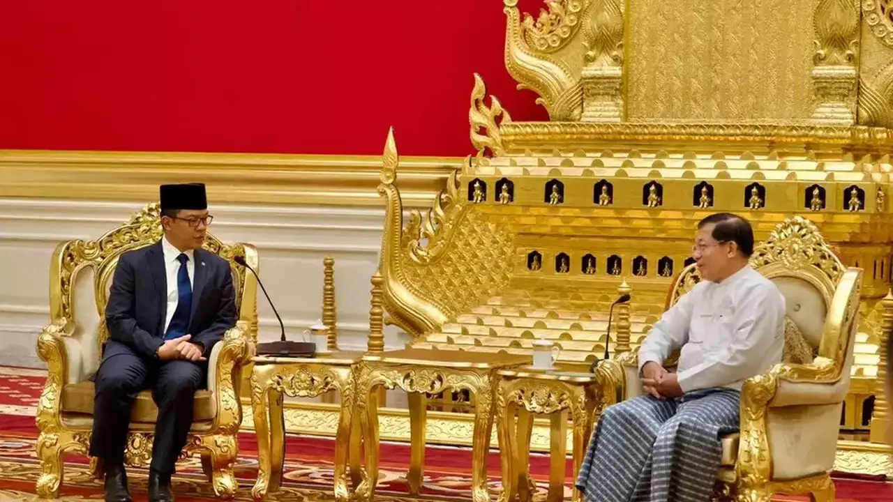 Menteri Luar Negeri RI Sugiono melakukan kunjungan ke Naypyidaw dan bertemu dengan Presiden Myanmar Min Aung Hlaing pada Senin (8/6/2026). (Dok. Kemlu RI)