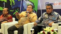 Menteri PPN/Kepala Bappenas, Bambang Brodjonegoro (tengah) memberikan paparan pada Roundtable High Level Discussion di Kantor Bappenas, Jakarta, Rabu (25/07). Diskusi mengusung tema Indonesia: Pusat Ekonomi Dunia. (Liputan6.com/HO/Bappenas)