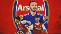 Arsenal - James Maddison, Hector Bellerin, Granit Xhaka (Bola.com/Adreanus Titus)