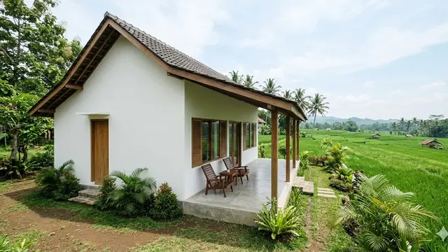 Contoh Rumah Sederhana dengan Teras Luas untuk Hari Tua. Gemini