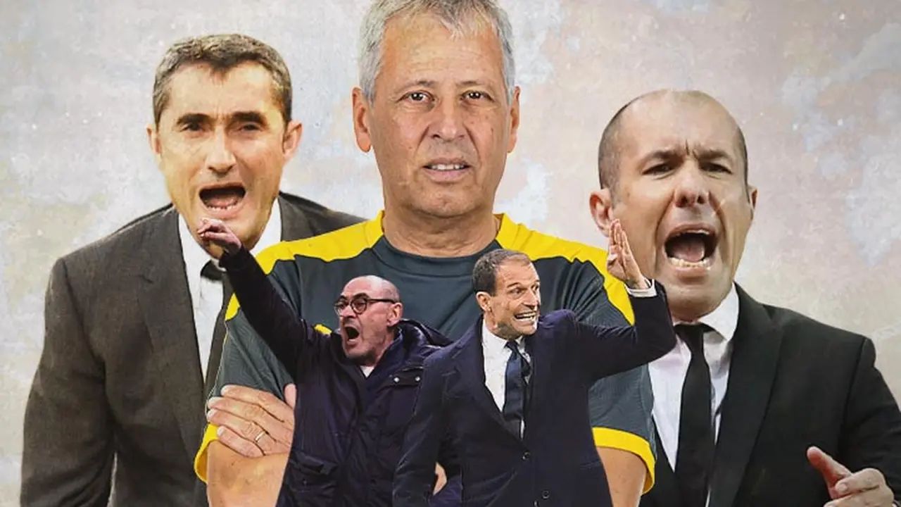 Ilustrasi - Leonardo Jardim, Lucien Favre, Massimiliano Allegri, Maurizio Sarri, Ernesto Valverde