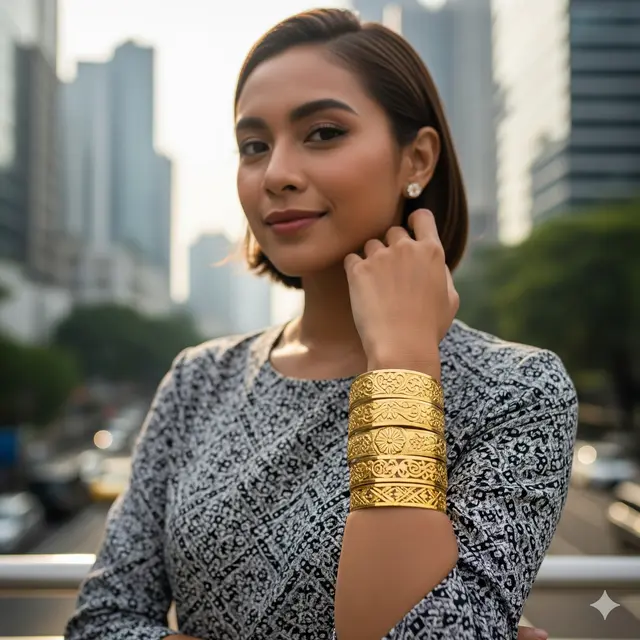 Gelang Emas Model Tumpuk Terbaru 2025