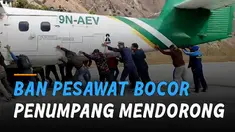 Momen langka terjadi ketika sebuah pesawat alami ban bocor..