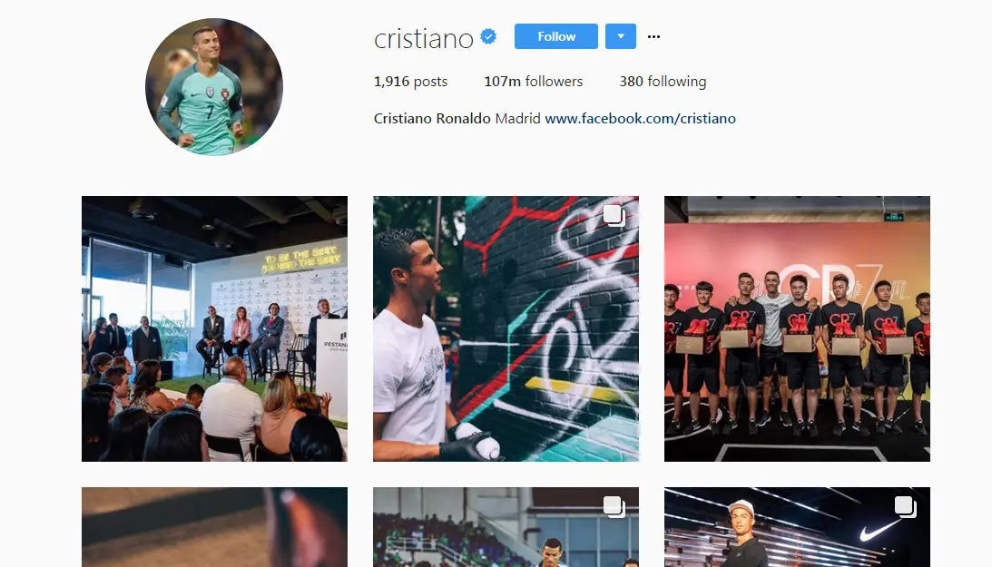 	Akun Instagram Cristiano Ronaldo (Liputan6.com/ Agustin Setyo W)
