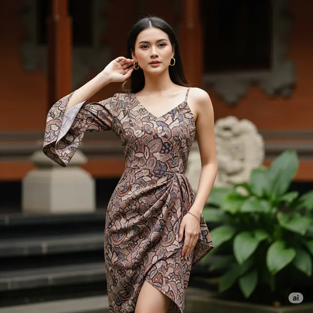 Dress Asimetris Lengan Lonceng