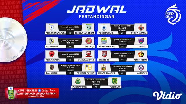 Jadwal Live Streaming BRI Liga 1 2021/2022 Pekan 18 di Vidio, 6-10 Januari 2022