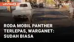Roda mobil pikap Panther terlepas saat sedang melaju di Jember. Kejadian ini terekam oleh kamera mobil yang berada tepat di belakangnya