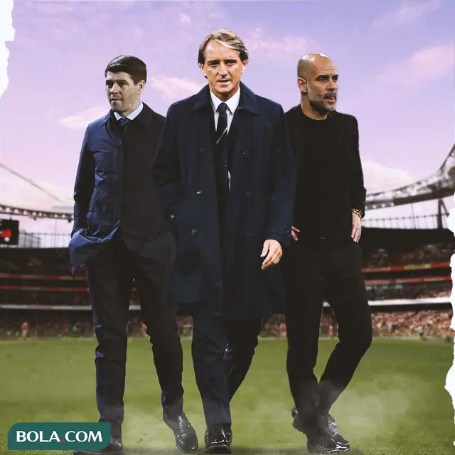 Ilustrasi - Pep Guardiola, Roberto Mancini, Steven Gerrard