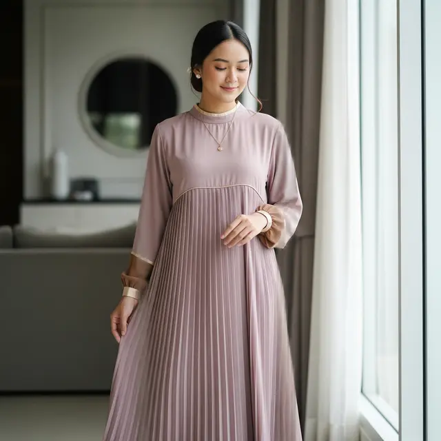 Inspirasi Gamis Warna Lembut untuk Ibu Muda (Image by Gemini AI)