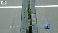 Karet penghubung antar-badan Jembatan Layang Kodim Kemayoran dan Jembatan Layang HBR Motik yang berada di Kemayoran, Jakarta Pusat, rusak akibat pengaspalan.