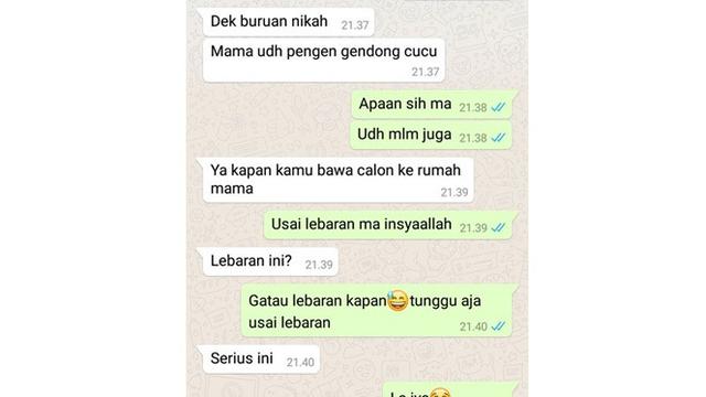 5 Chat Ibu Minta Menantu ke Anak Ini Bikin Geleng Kepala