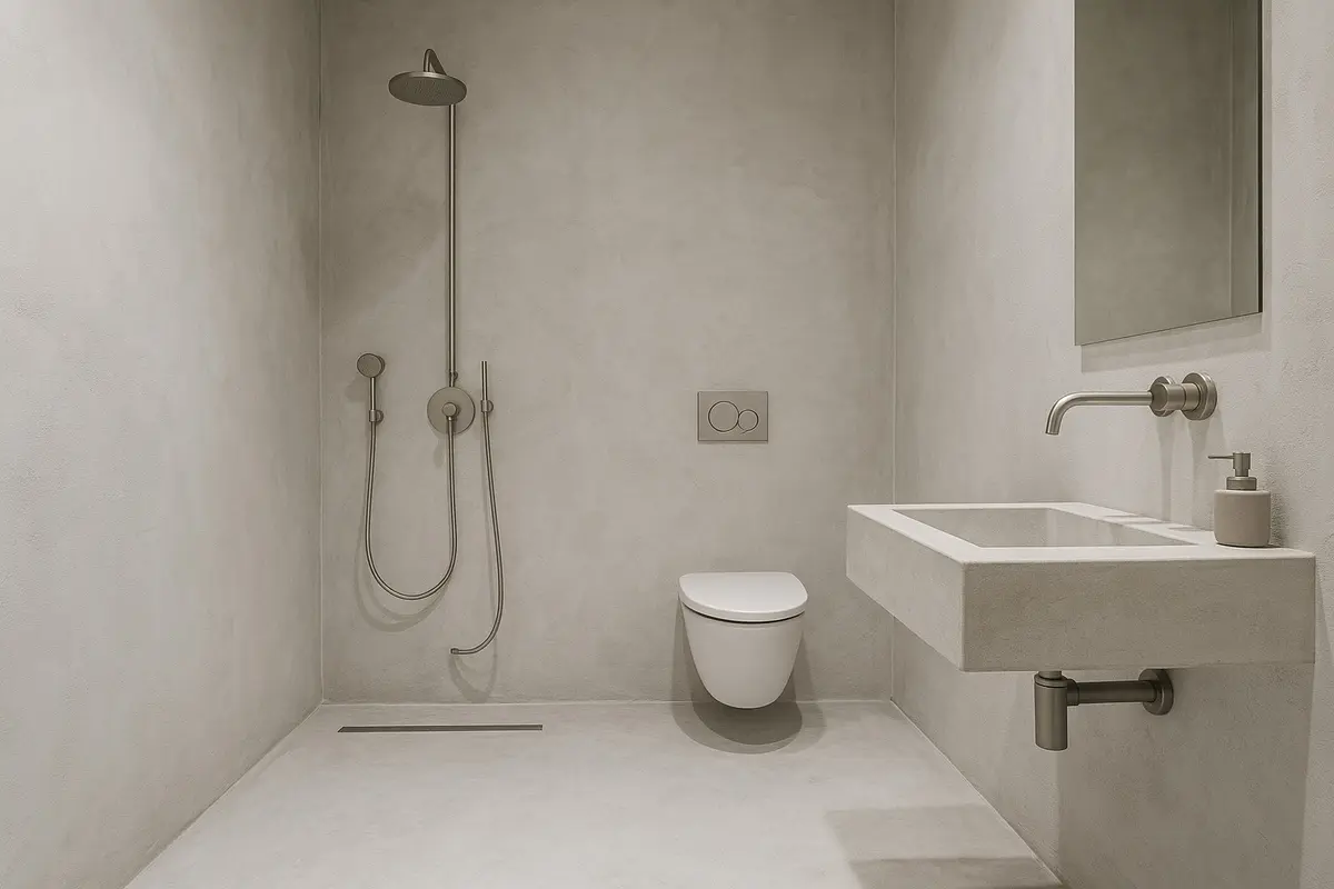 Model Kamar Mandi dengan Dinding Plester Aci Minimalis