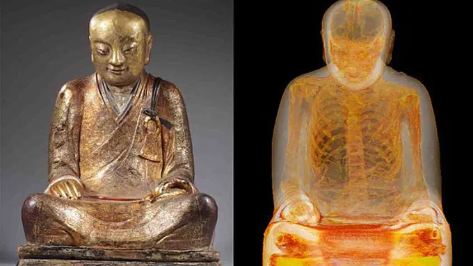Mumi guru besar Buddha di patung biksu