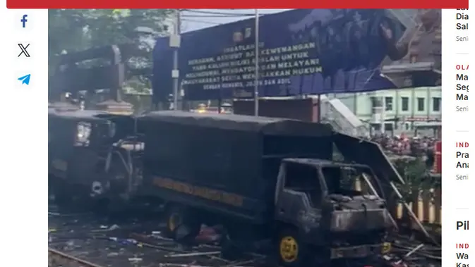 <p>Tangkapan layar artikel situs merahputih.com untuk menelusuri klaim video penampakan Mako Brimob dibakar massa setelah demo ricuh.</p>