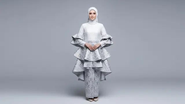 Model Baju Bridesmaid Brokat Hijab/ Ilustrasi AI