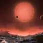 Bintang katai TRAPPIST 1 sebagai pusat orbit 3 planet yang memiliki ukuran seperti Bumi (ESO/M. Kornmesser)