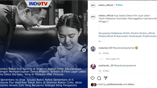 Arya Saloka dikabarkan main film dengan Della Dartyan