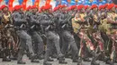 Tentara Nasional Indonesia menggelar gladi bersih kedua menjelang perayaan Hari Ulang Tahun atau HUT ke-79 TNI. (merdeka.com/Arie Basuki)