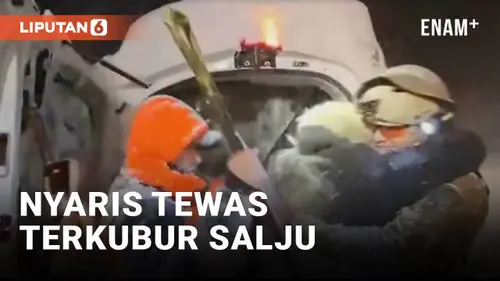 VIDEO: Dramatis, Polisi Selamatkan Sopir yang Terkubur Salju