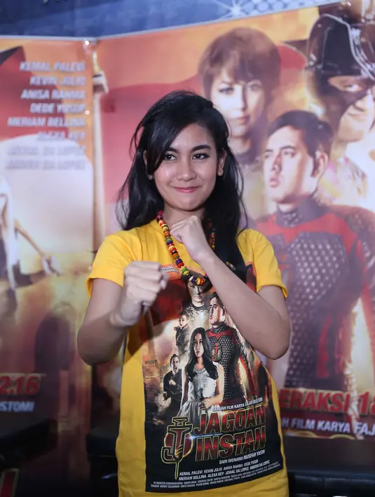 Pertama kali main dalam film bergenre komedi, film 'Jagoan Instan' Anisa Rahma harus rela mengalahkan hobinya mewarnai rambutnya. (Nurwahyunan/Bintang.com)