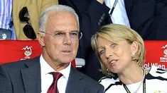 German football legend Franz Beckenbauer and his wife Heidi wait for the kick off of the Euro 2008 championships final football match Germany vs Spain on June 29, 2008 at Ernst-Happel stadium in Vienna, Austria. AFP PHOTO / OLIVER LANG