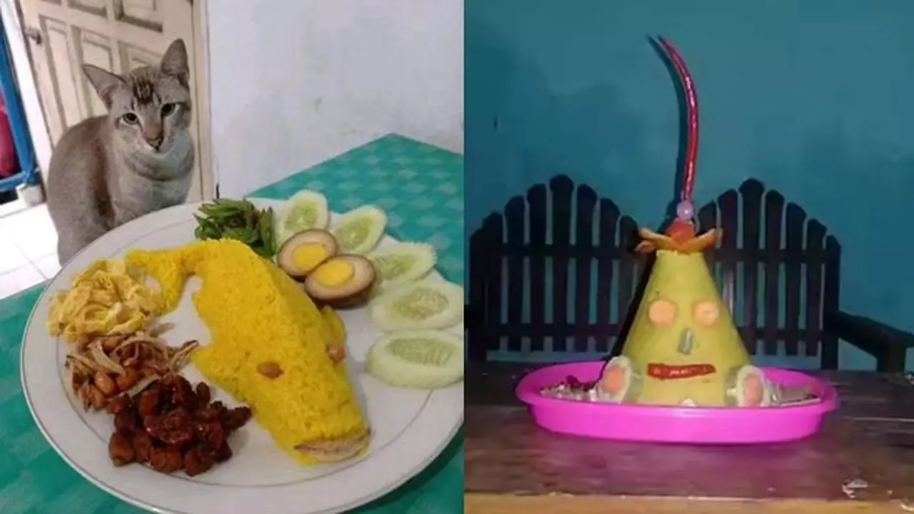 6 Nasi Kuning dengan Bentuk Nyeleneh Ini Bikin Enggak Habis Pikir
