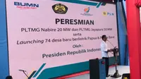 Presiden Joko Widodo (Jokowi) meresmikan PLTMG Nabire 20 MW dan PLTMG Jayapura 50 MW, Rabu (20/12/2017). (Vina Muliana/Liputan6.com)