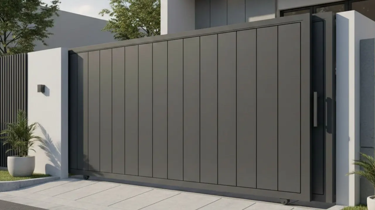 Pagar Rumah Kecil Minimalis dengan Pintu Sliding