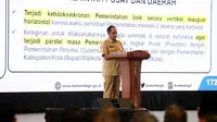 Menteri Dalam Negeri (Mendagri) Muhammad Tito Karnavian dalam Musrenbangnas Tahun 2024 bertajuk “Akselerasi Pertumbuhan Ekonomi yang Inklusif dan Berkelanjutan” di Balai Sidang Jakarta Convention Center, Jakarta, Senin (6/5/2024).