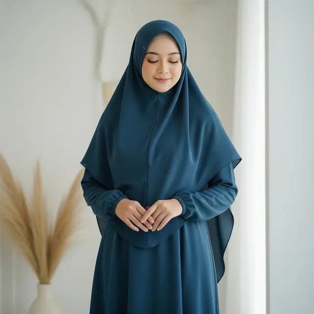 9 Model Gamis Syari Bahan Wolfis yang Adem dan Praktis, Pilihan Muslimah