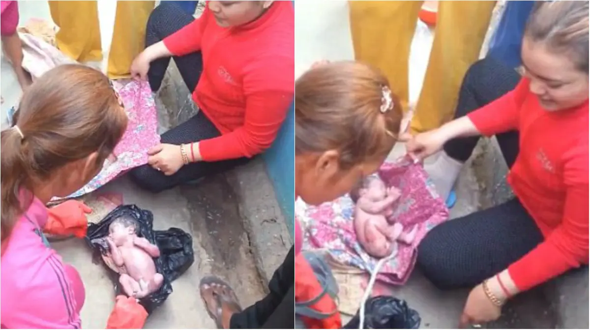 Bayi yang ditemukan dalam kantung plastik hitam. (Daily Mail)