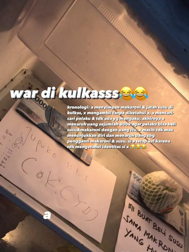 6 Tulisan Kocak Buat yang Sering Kehilangan Barang di Kulkas Ini Bikin Senyum Miris
