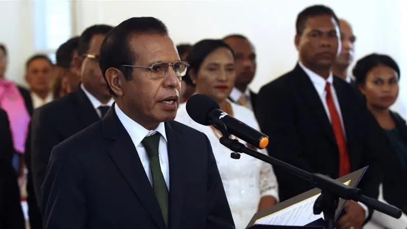 Perdana Menteri Taur Matan Ruak saat pelantikannya di Dili, Timor Leste, pada Juni 2018.