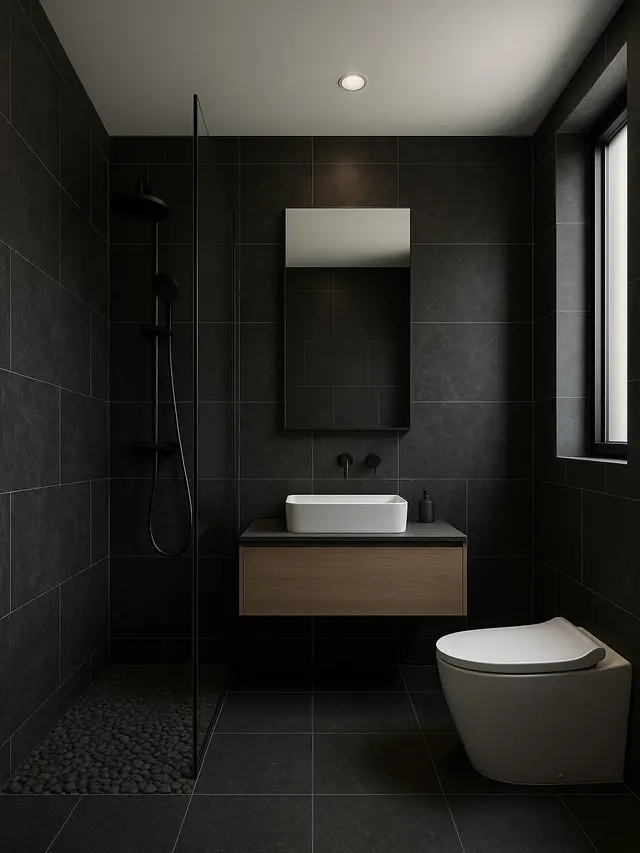 Model Kamar Mandi dengan Lantai Batu Kerikil (Image by ChatGPT)