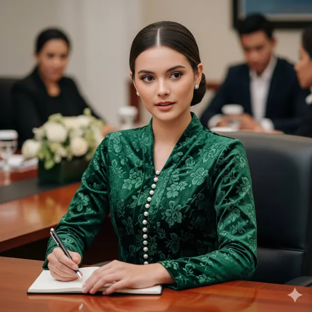 Kebaya Encim Modern dengan Kancing