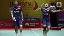 Ekspresi ganda campuran Indonesia, Rinov Rivaldy/Lisa Ayu Kusumawati saat memastikan lolos ke babak semifinal Daihatsu Indonesia Masters 2025 di Istora Gelora Bung Karno, Senayan, Jakarta, Jumat (24/1/2025). (Liputan6.com/Helmi Fithriansyah)