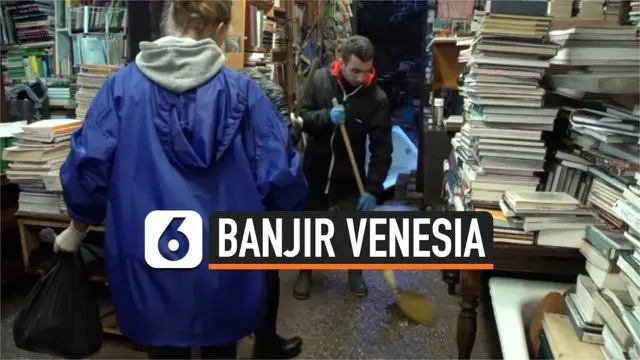 Banjir besar yang menerjang Venesia Italia membuat toko buku terindah di dunia ikut terendam. Kerugian yang dialami toko tersebut capai 150 ribu euro.