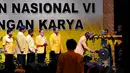 Minggu (18/05/14), Ketua Umum DPP Golkar, Aburizal Bakrie membuka Rapat Pimpinan Nasional (Rapimnas) di JCC Senayan, Jakarta (Liputan6.com/Andrian M Tunay)