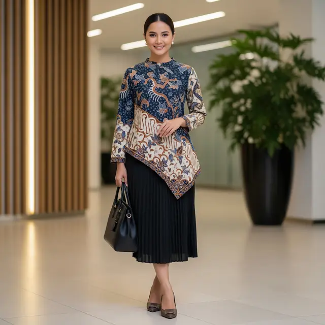 Model Atasan Batik Bawahan Rok Hitam