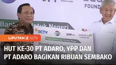 Memperingati HUT ke-30 PT Adaro Energy Indonesia Tbk bersama YPP SCTV-Indosiar membagikan 3.000 sembako kepada masyarakat di wilayah DKI Jakarta. Paket sembako yang dibagikan diharapkan mampu membangkitkan semangat warga pascapandemi.