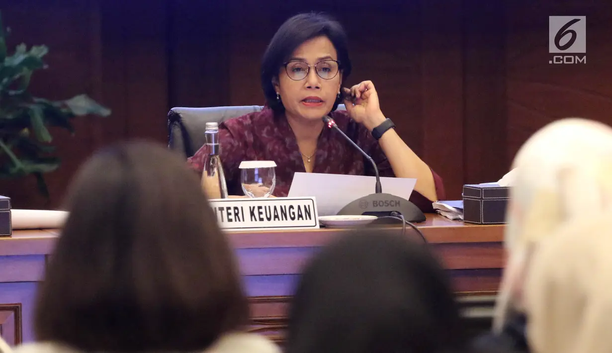Menteri Keuangan Sri Mulyani saat konferensi pers APBN KiTa Edisi Feb 2019 di Jakarta, Rabu (20/2). Kemenkeu mencatat defisit APBN pada Januari 2019 mencapai Rp45,8 triliun atau 0,28 persen dari PDB. (Liputan6.com/Angga Yuniar)
